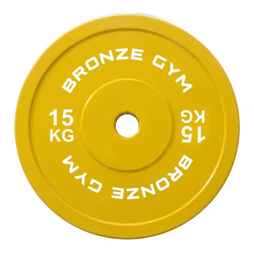 Диск калиброванный BRONZE GYM для пауэрлифтинга желтый 15 кг